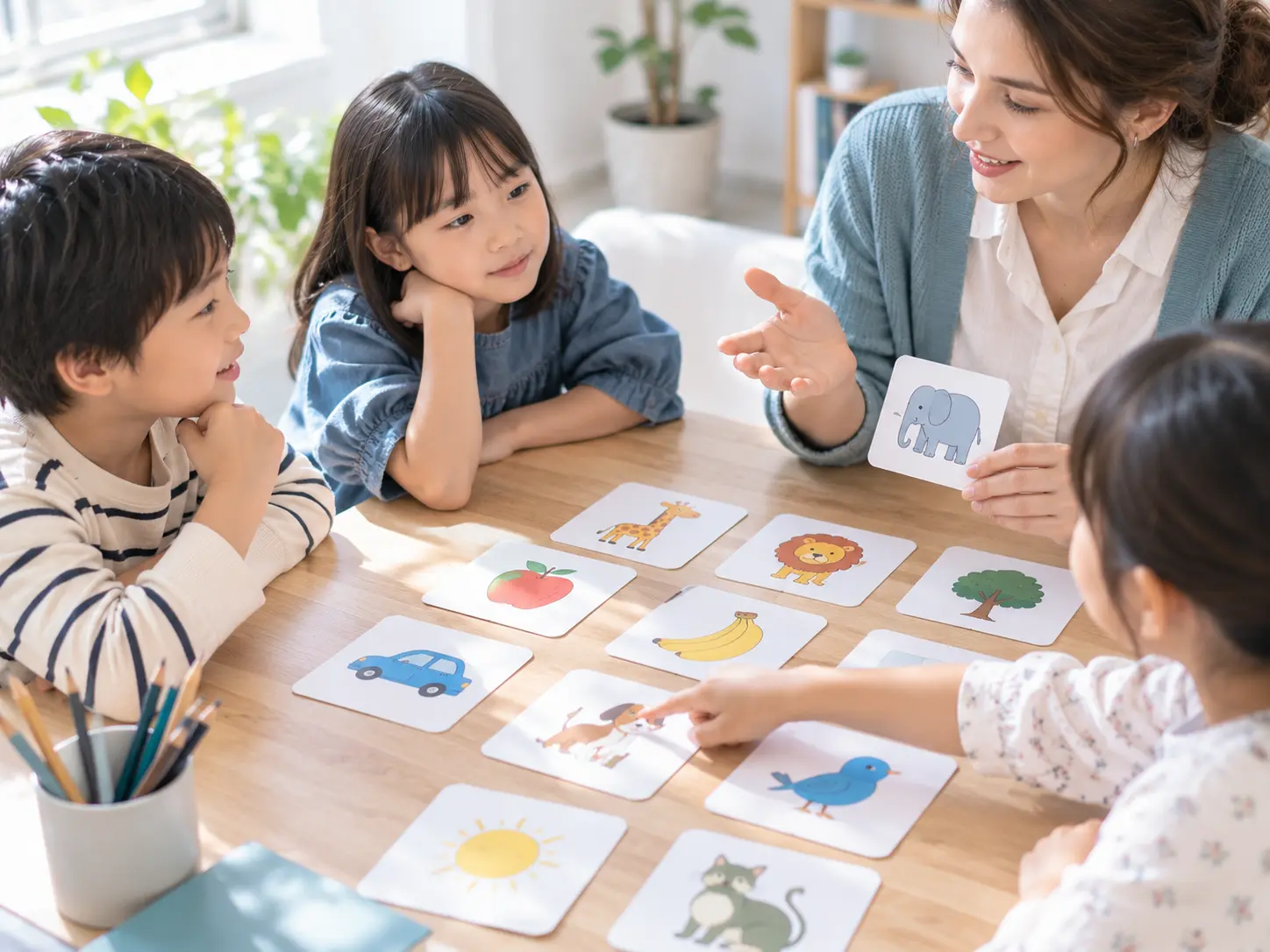 絵カードを使った英語学習の様子（イメージ）